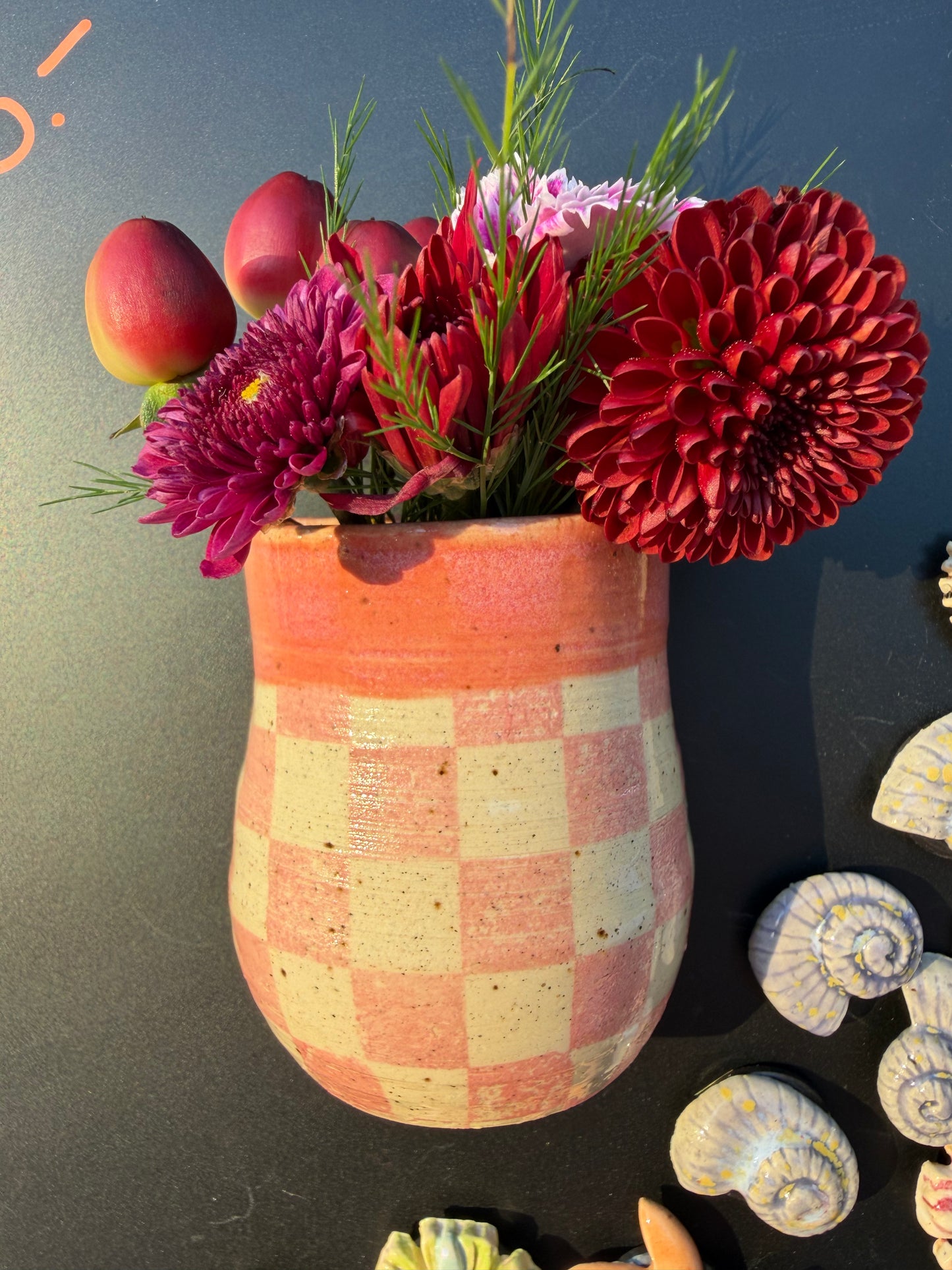 Pink Checkered Magnetic Mini Vase
